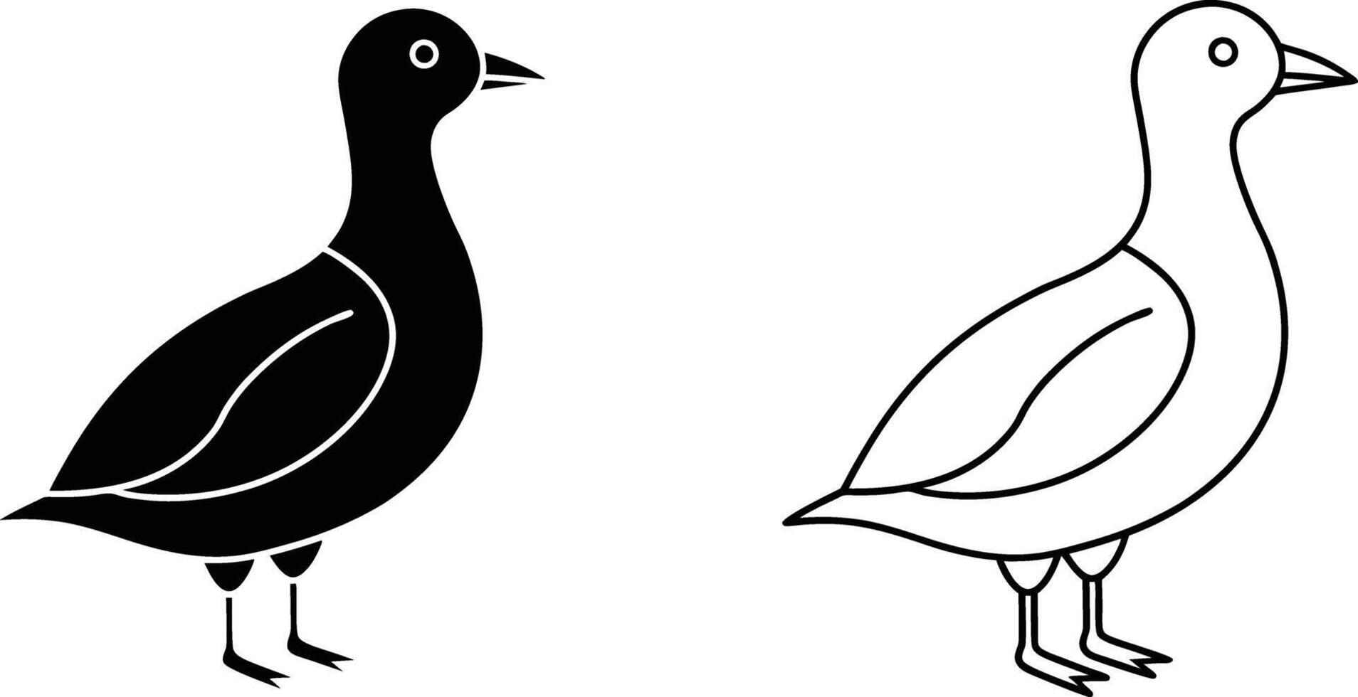Black and White Bird Outline Illustration vector