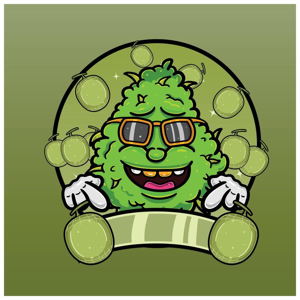 Cartoon Herbal Leaf With Melon Flavor. Design For Logo, Label and Packaging Product. vector