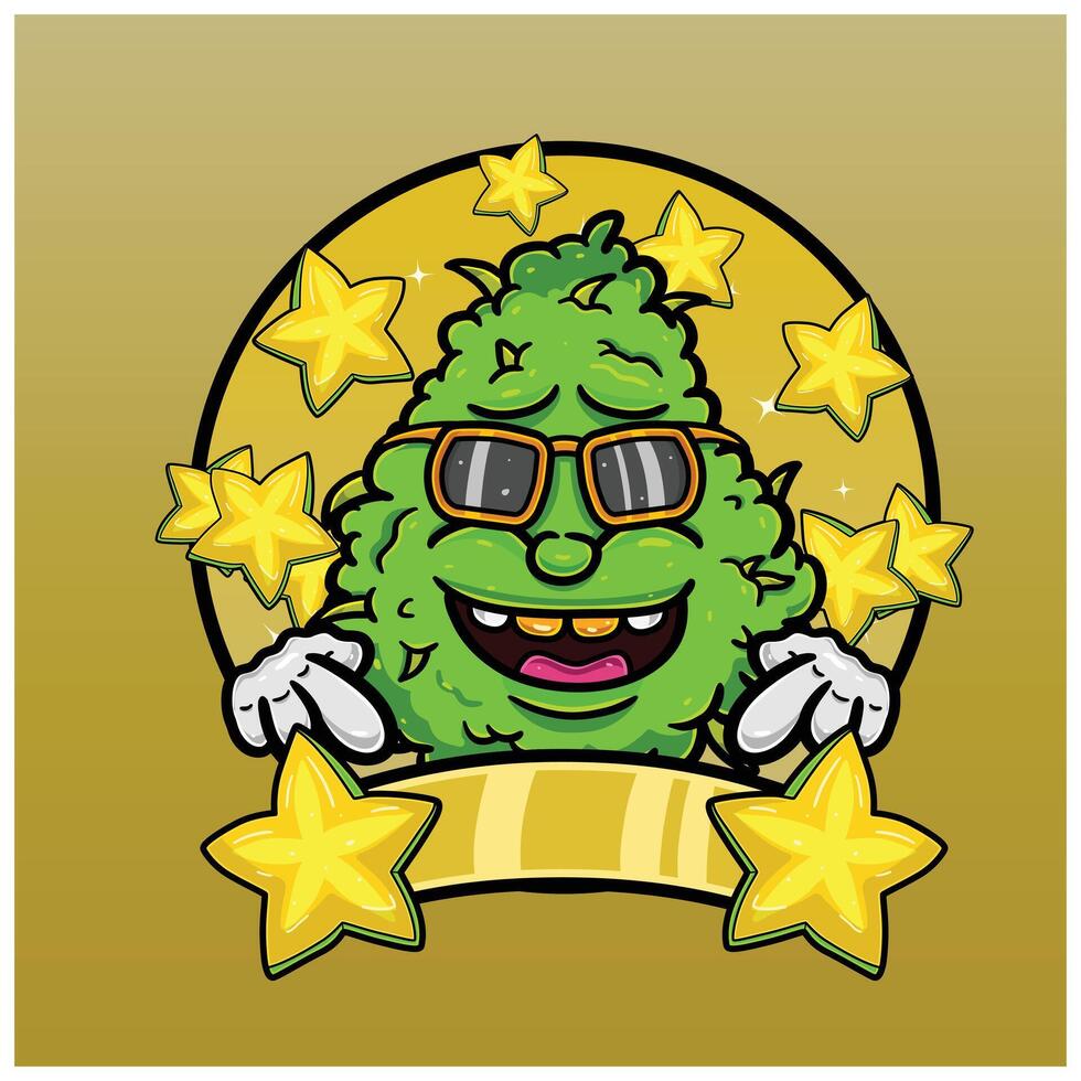 Cartoon Herbal Leaf With Star Fruit Flavor. Design For Logo, Label and Packaging Product. vector