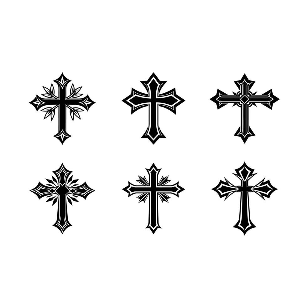 Christian cross art, line design for religious, digital, or print projects. vector