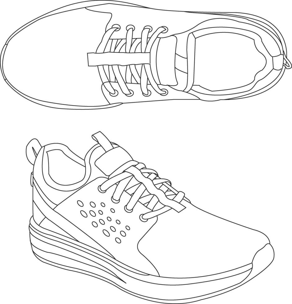 Shoes sneaker outline drawing symbol icon Set of sneaker icon, shoe icon collection vector