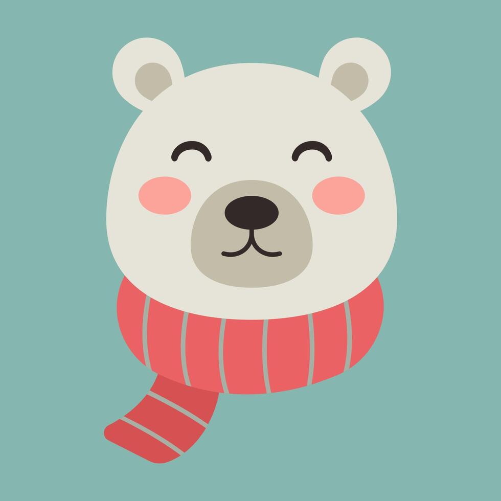 Cute animals dressed in Christmas-themed winter outfits with festive touches in flat style vector