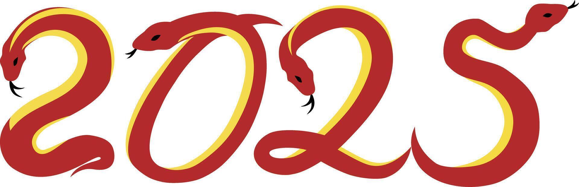 2025 Year of the Snake Graphic Design. Illustration of Lunar New Year Abstract Numbers Shaped by Snake vector