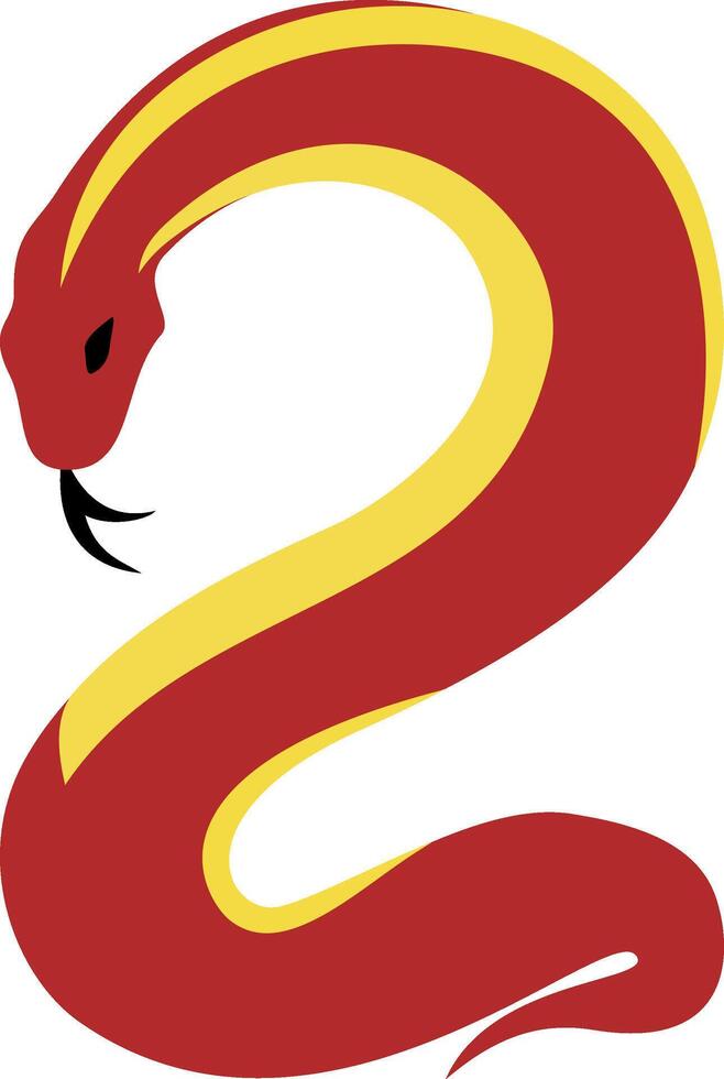 Illustration of Abstract Snake Shaped Number 2 for Snake Year in Red and Yellow, Lunar New Year Number Symbol vector