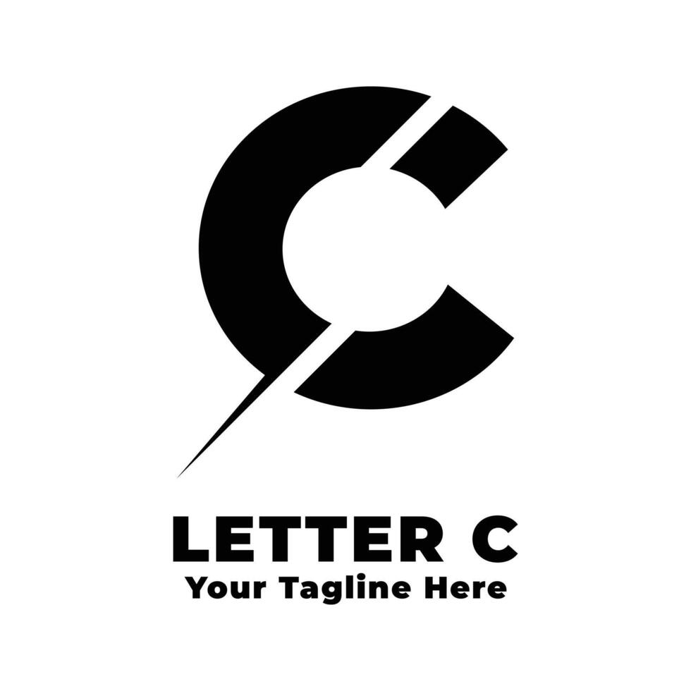 Letter C Logo Simple Illustration Black And White vector