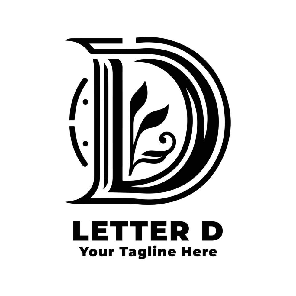 Simple Logo Letter D Illustration Black And White vector