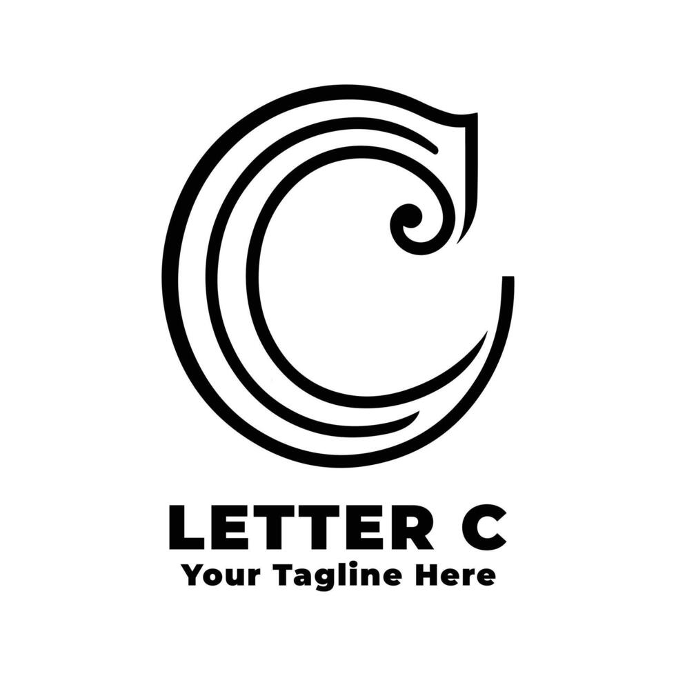 Logo Simple Letter C Illustration Black And White vector