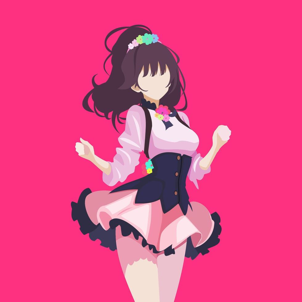 fashionable faceless girl in an all-pink outfit for anime style cosplay vector