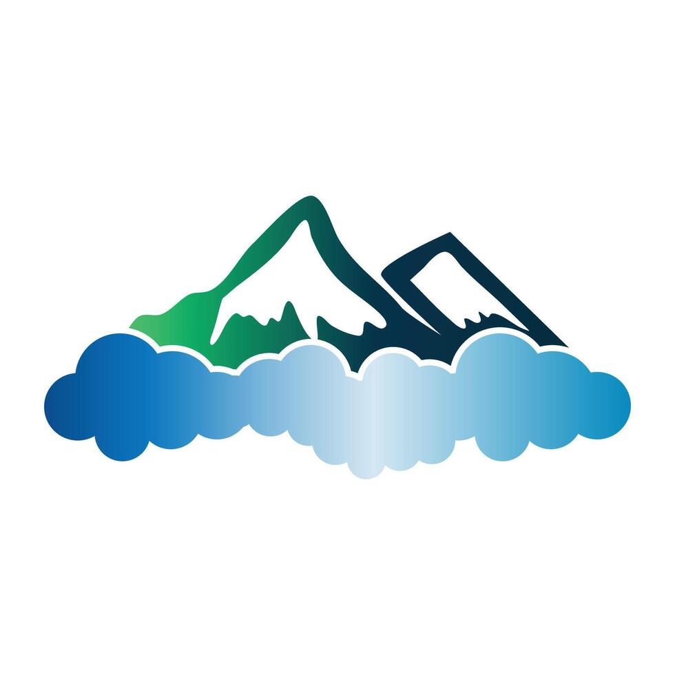 mountain cloud icon logo design template vector