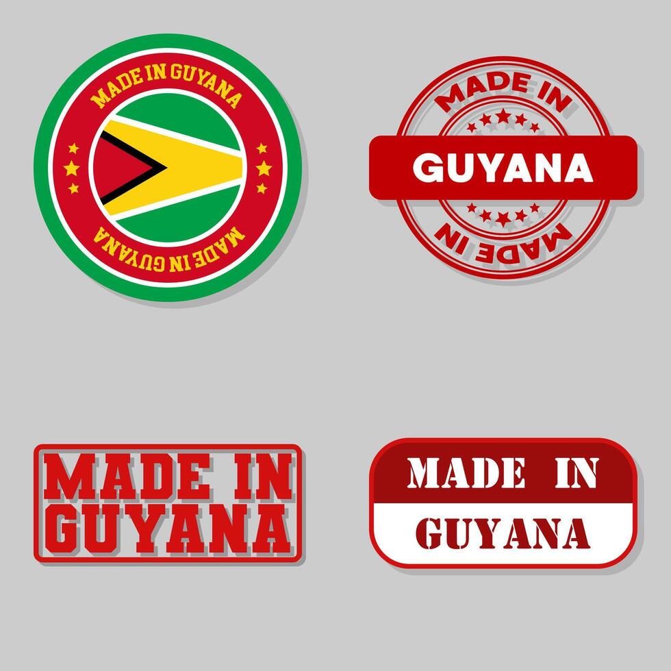 Set of stamps made in Guyana vector