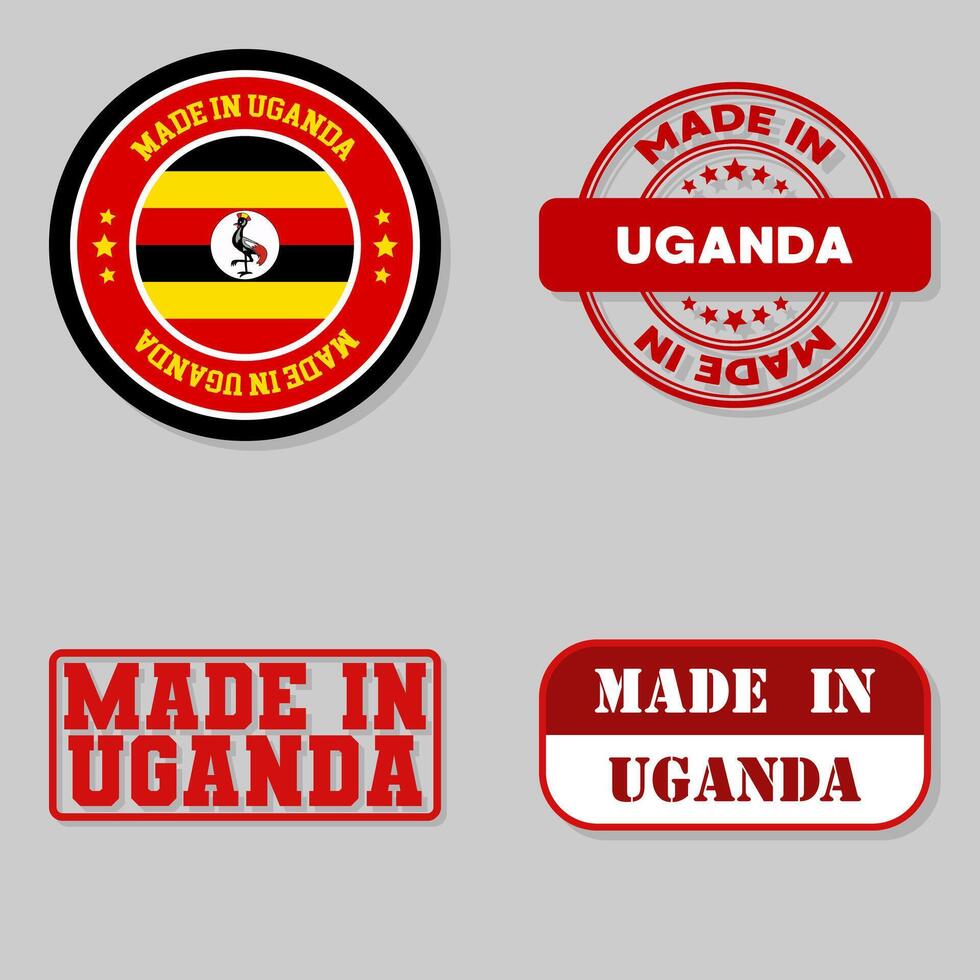 Set of stamps made in Uganda vector
