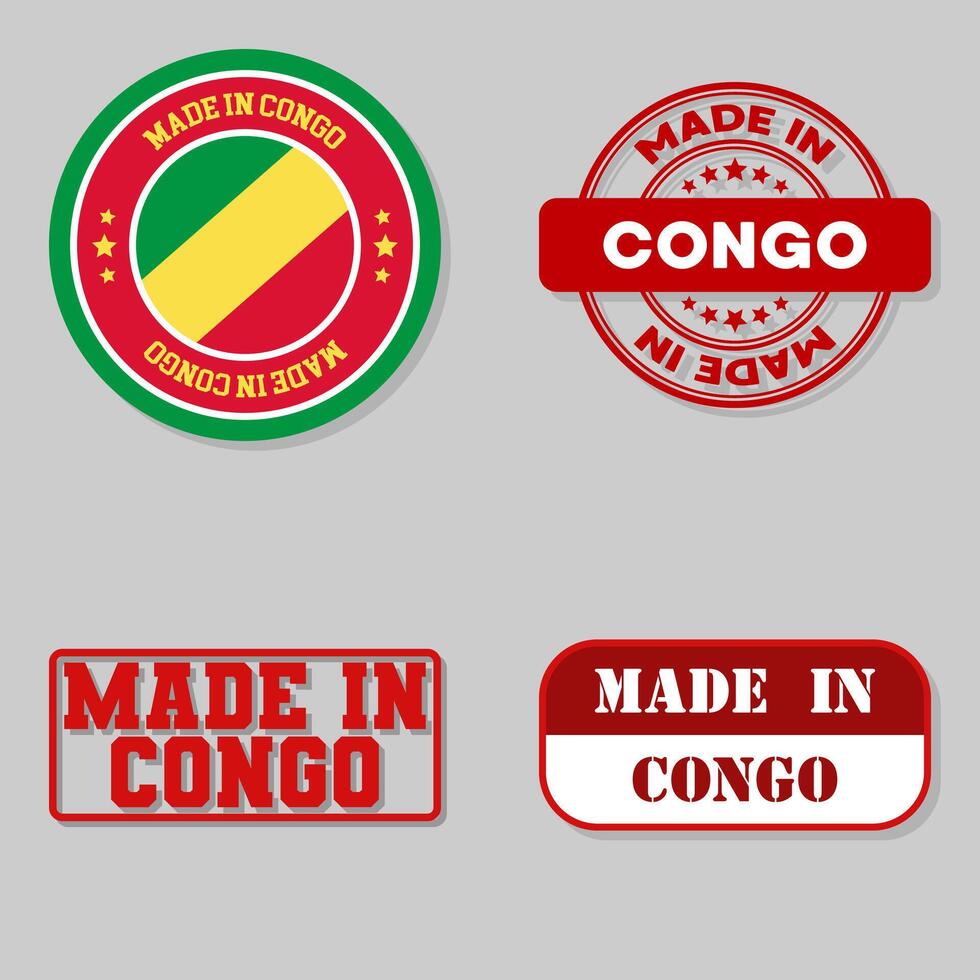 Set of stamps made in Congo vector