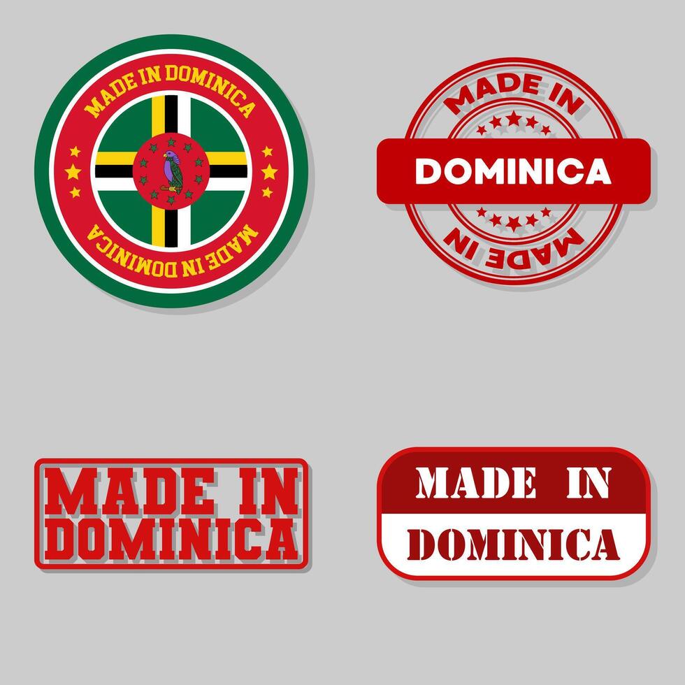 Set of stamps made in Dominica vector