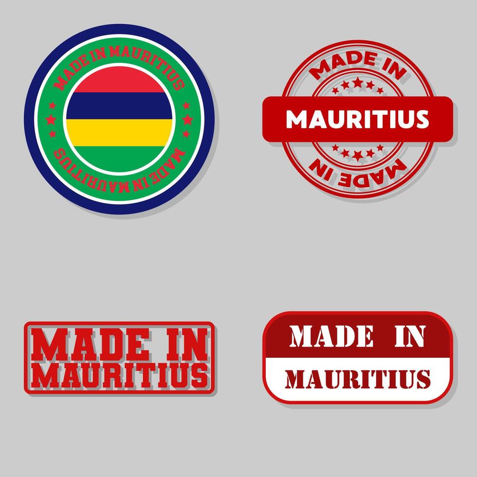 Set of stamps made in Mauritius vector
