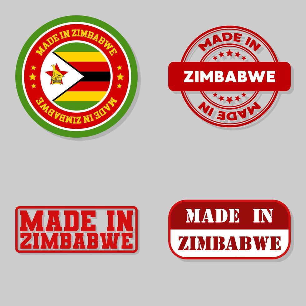 Set of stamps made in Zimbabwe vector
