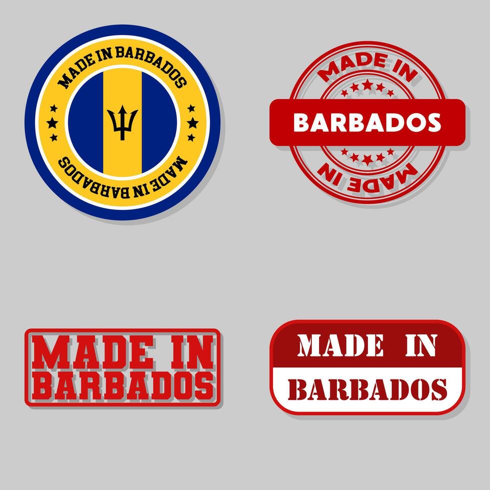 Set of stamps made in Barbados vector