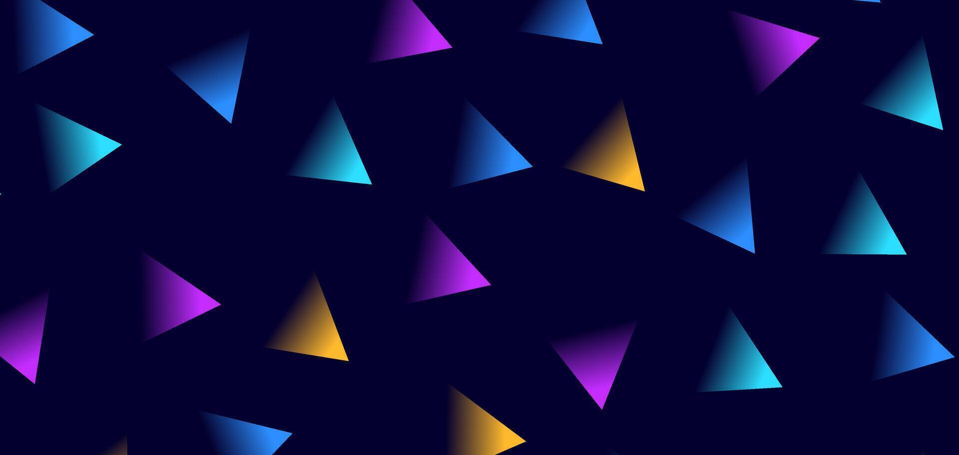 Abstract geometric pattern with colorful triangles on a dark blue background. vector