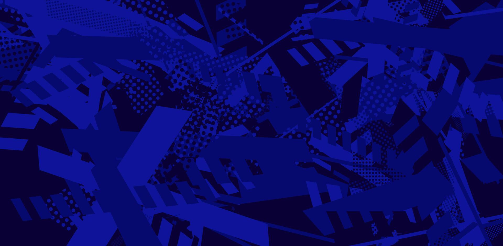 Abstract blue geometric pattern with overlapping shapes and dotted textures. vector