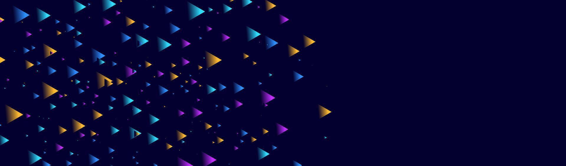 Abstract blue, yellow, and purple triangles on dark background. vector