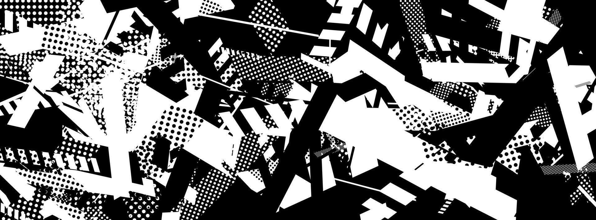 Abstract geometric black and white pattern with dotted textures. vector
