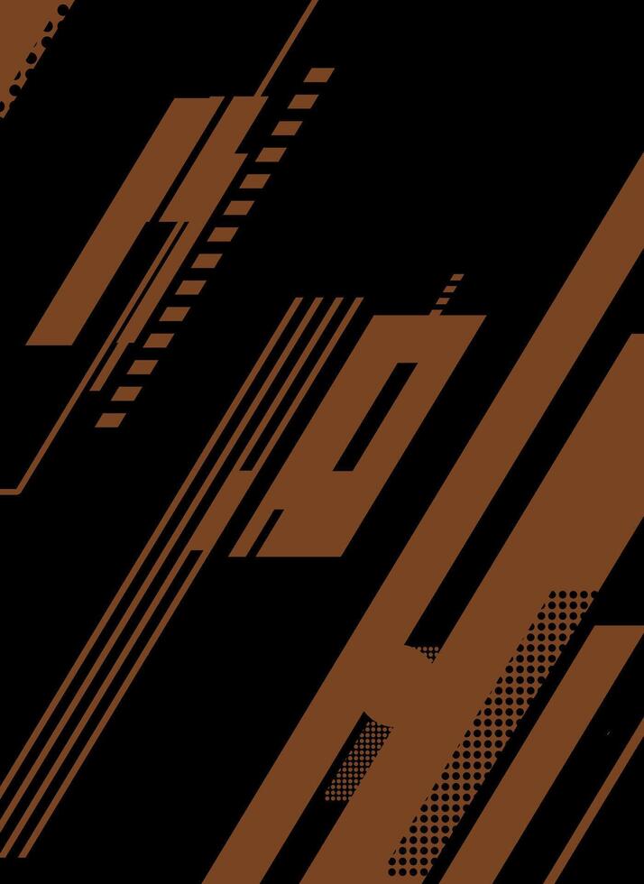 Abstract geometric pattern with brown stripes and black dots on a black background. vector