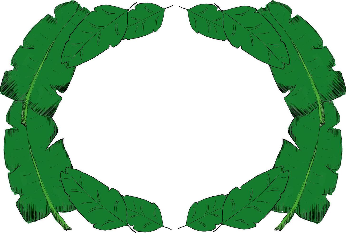 Tropical graphic oval ellipse frame with flowers and leaves. Hand-painted background with place for text. Beautiful decoration for wedding and greeting cards, stationery, and more. vector