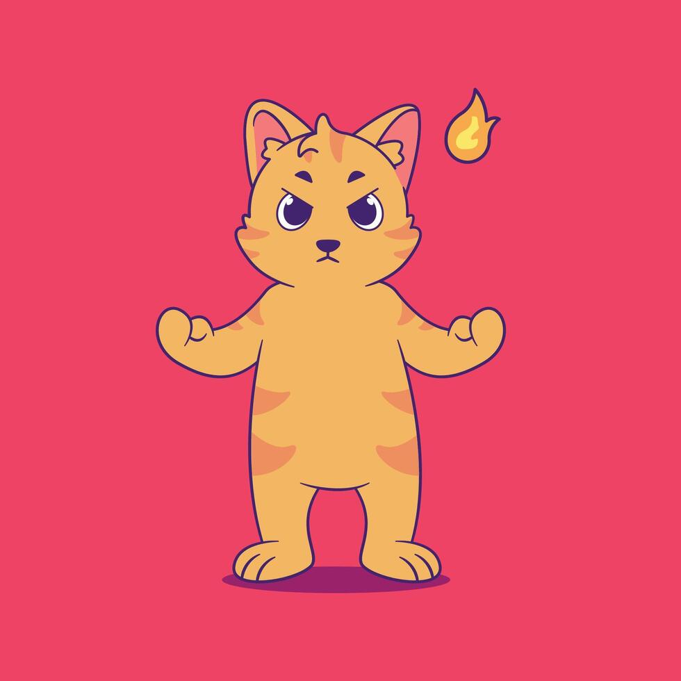 Angry yet adorable cat character , featuring a cute expression that will steal the show vector