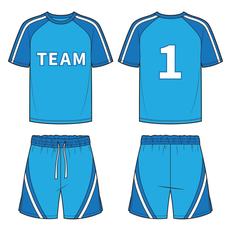 Blue and white sport design for soccer jersey, football uniform vector