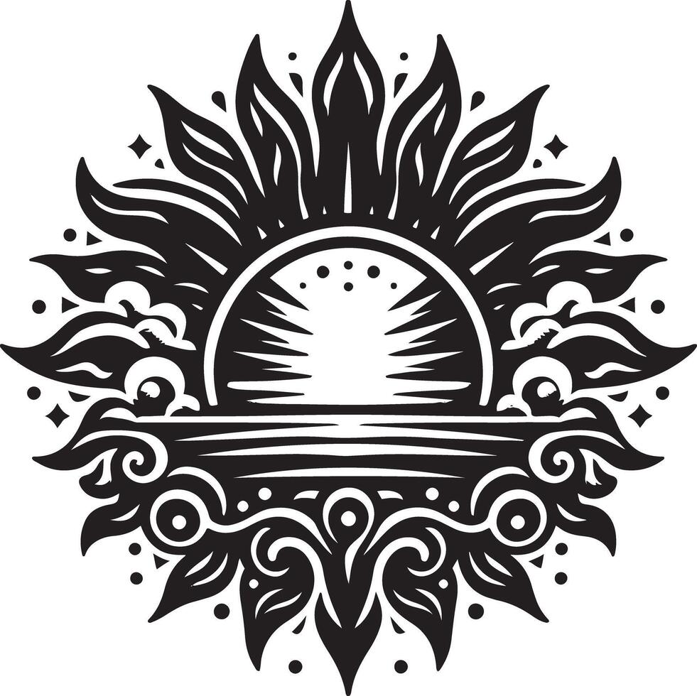 Black and white Sun vector