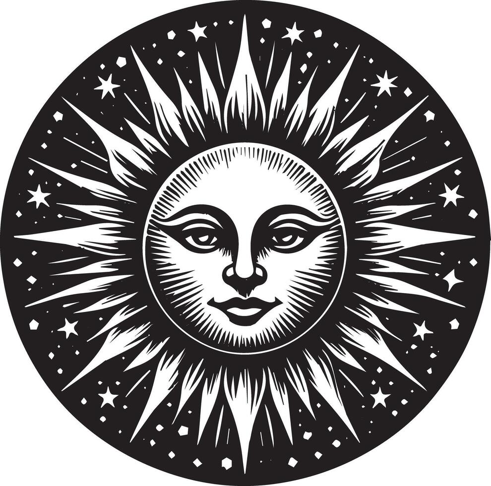 The sun is in a black and white image vector