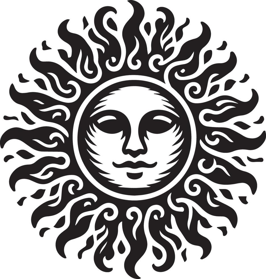 Sun tattoo design vector