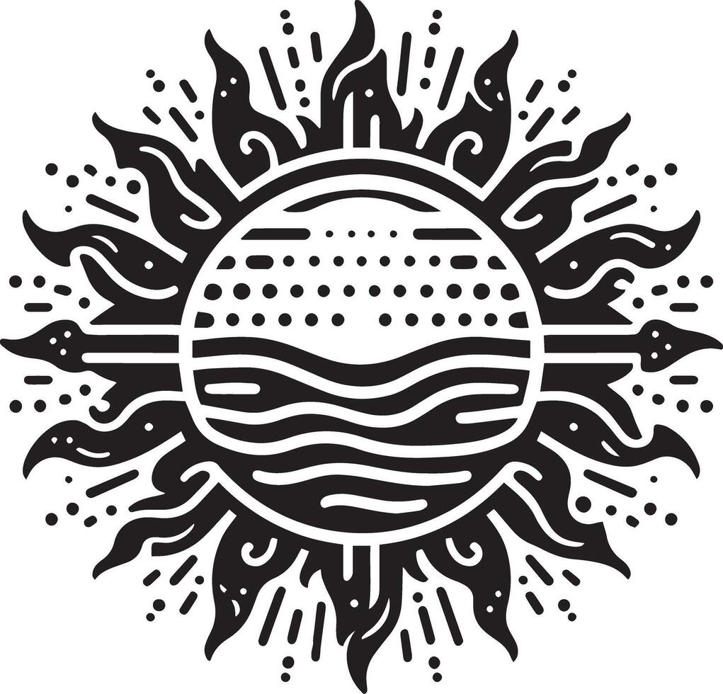 Sun and waves illustration vector