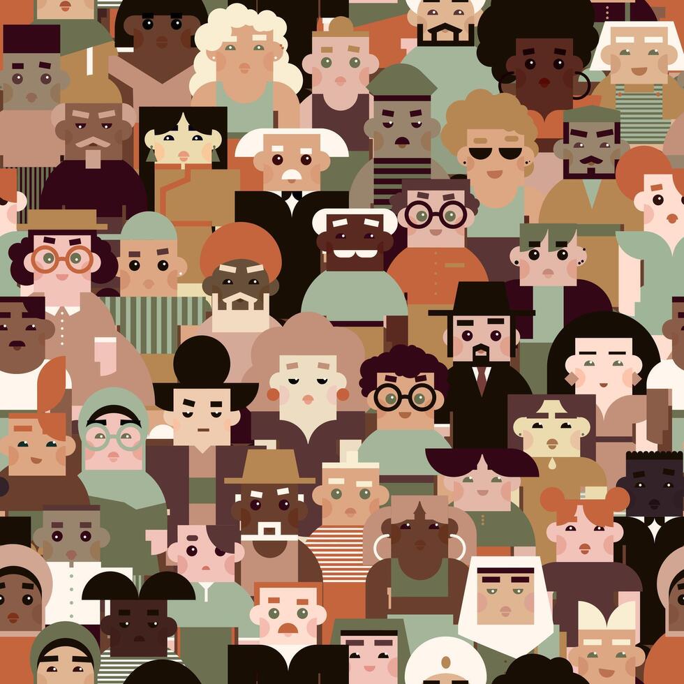 Seamless Pattern with Multicultural Society and Social Diversity of People vector