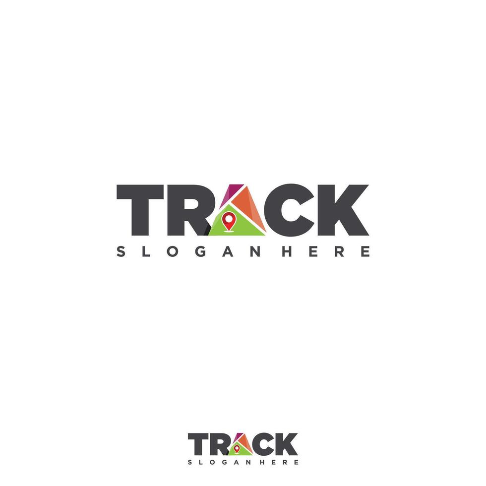 Modern and minimalist letter Track logo road map with pin point vector