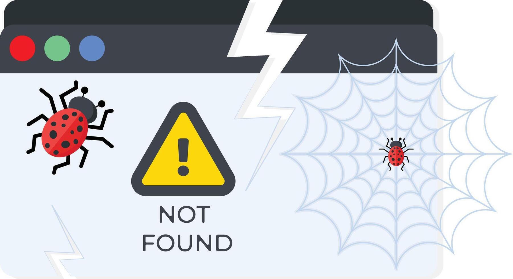 404 Error Web Page - Bug and Spider Concept vector