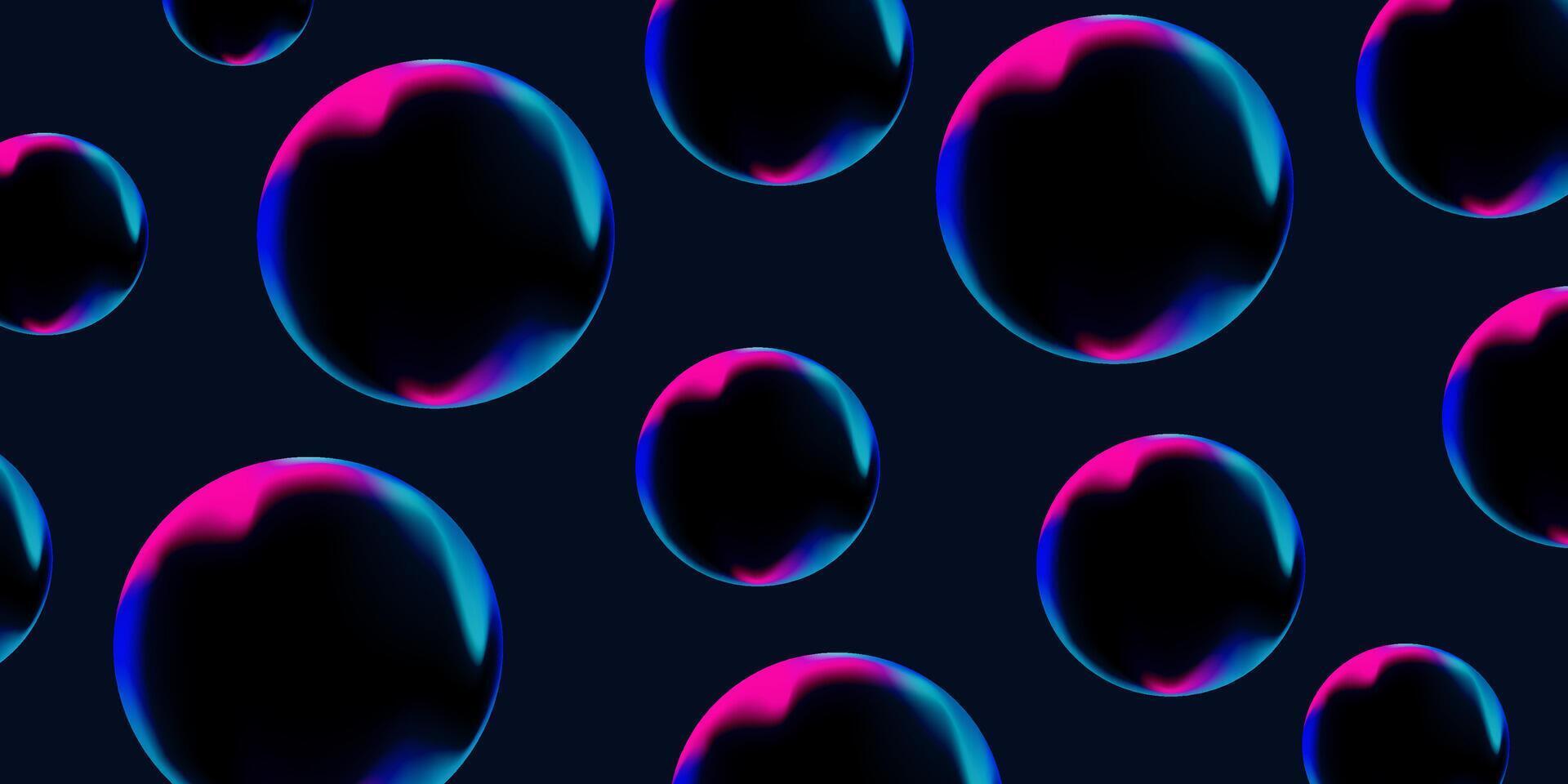 Vibrant bubbles on dark background. Vivid fluid blurred colors. Bright color gradients. illustration. vector