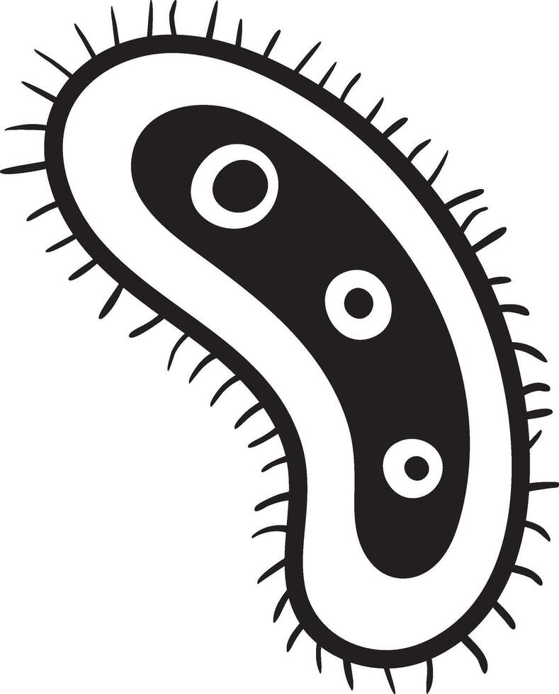 Black and white drawing of a paramecium swimming gracefully, displaying delicate cilia, perfect for educational purposes vector