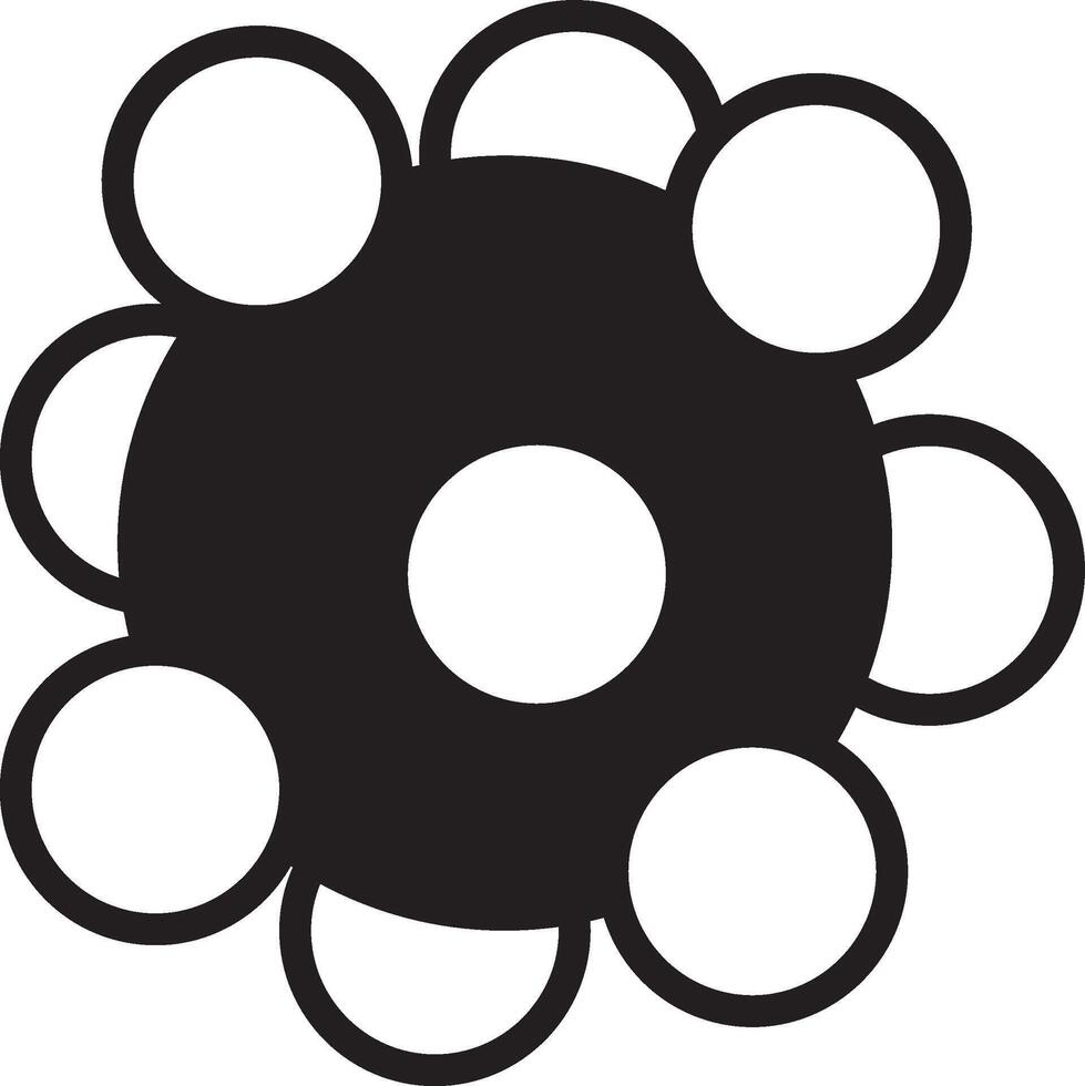 Simple black and white illustration of an atom, with electrons orbiting a nucleus, ideal for scientific or educational projects vector