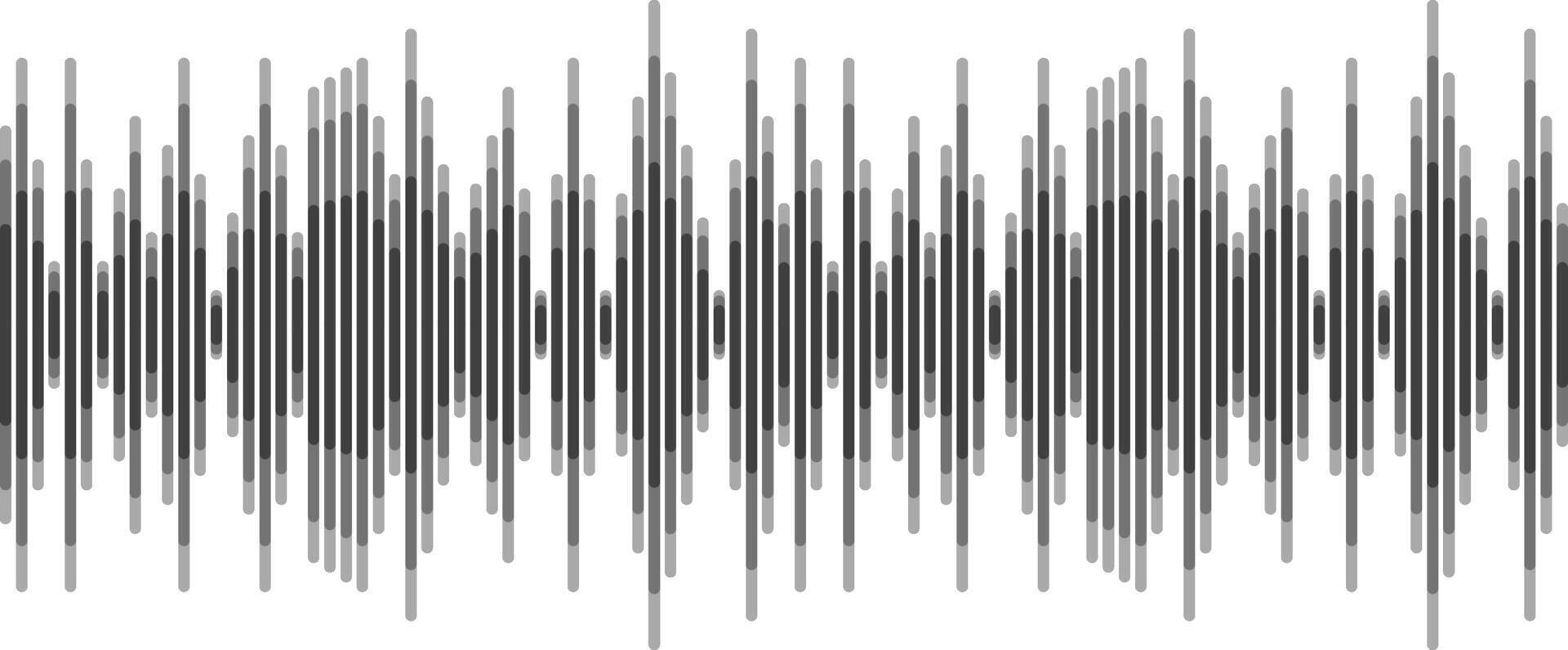 Abstract sound wave visualization with vertical bars representing audio frequencies, creating a visual representation of sound and music vector