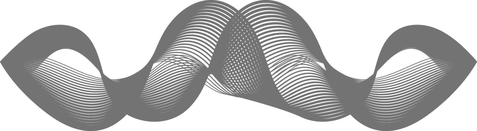 Semi transparent grey abstract shape made of curving and undulating lines forming peaks and valleys over a white background vector