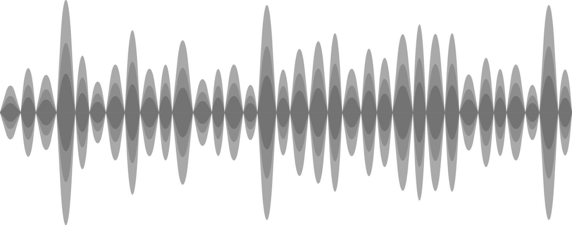 Abstract illustration of a sound wave, visualized as oscillating lines on a white background, representing audio signals, music, or sound effects vector