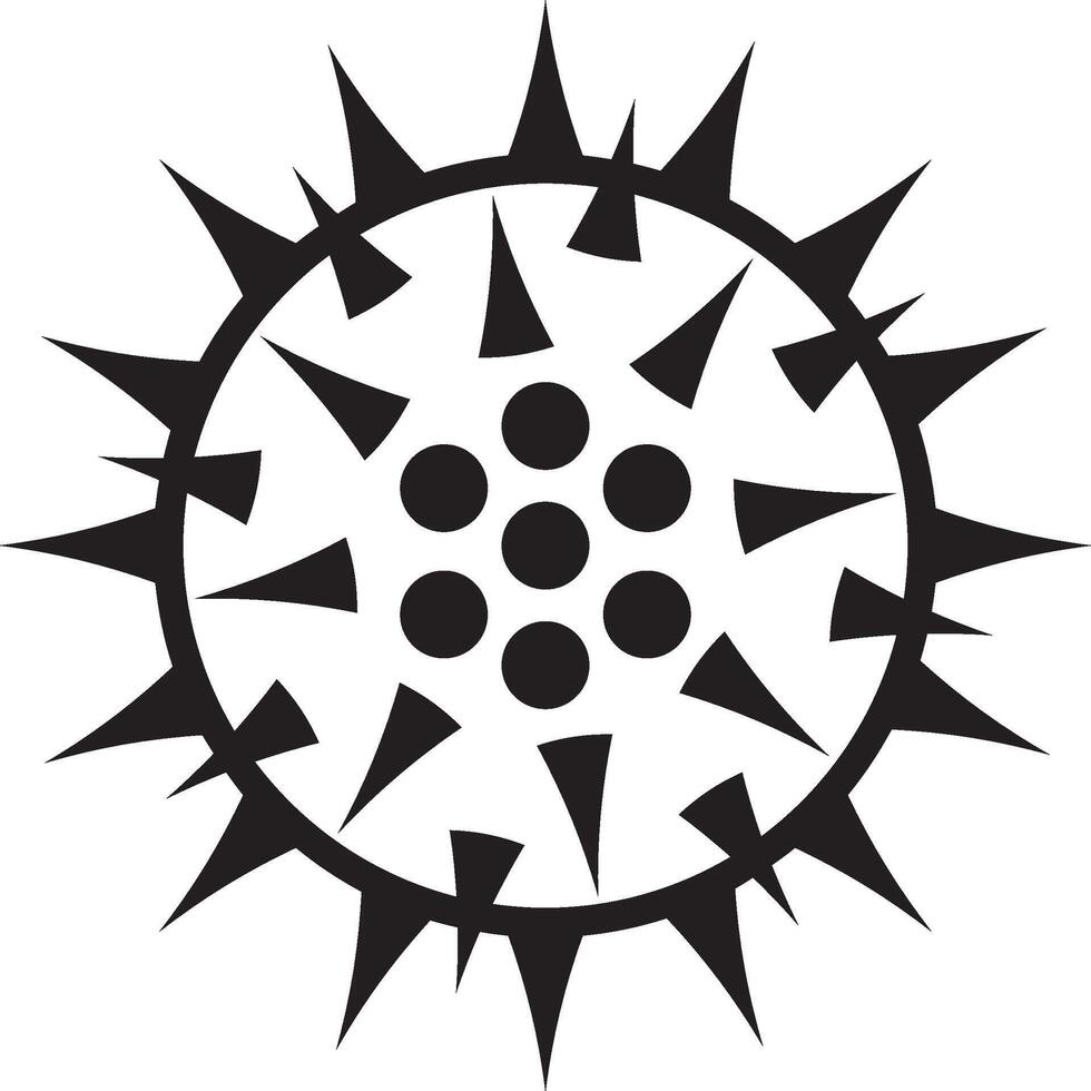 Dangerous black and white virus illustration exudes infection, symbolizing disease in a captivating and alarming design vector
