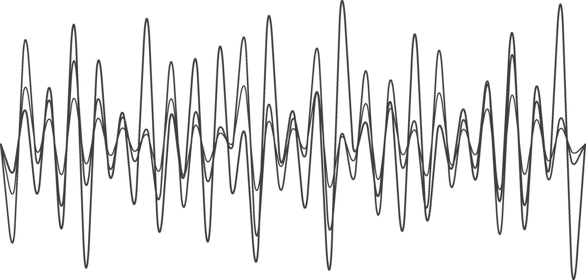 Oscillating lines create abstract sound wave on white background, with modern minimalist design in gray tones, conveying communication and technology vector