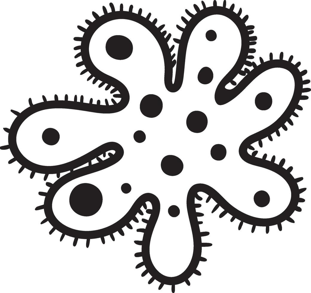 Illustration of a virus with tentacles spreading infection through the body, a representation of illness and disease vector