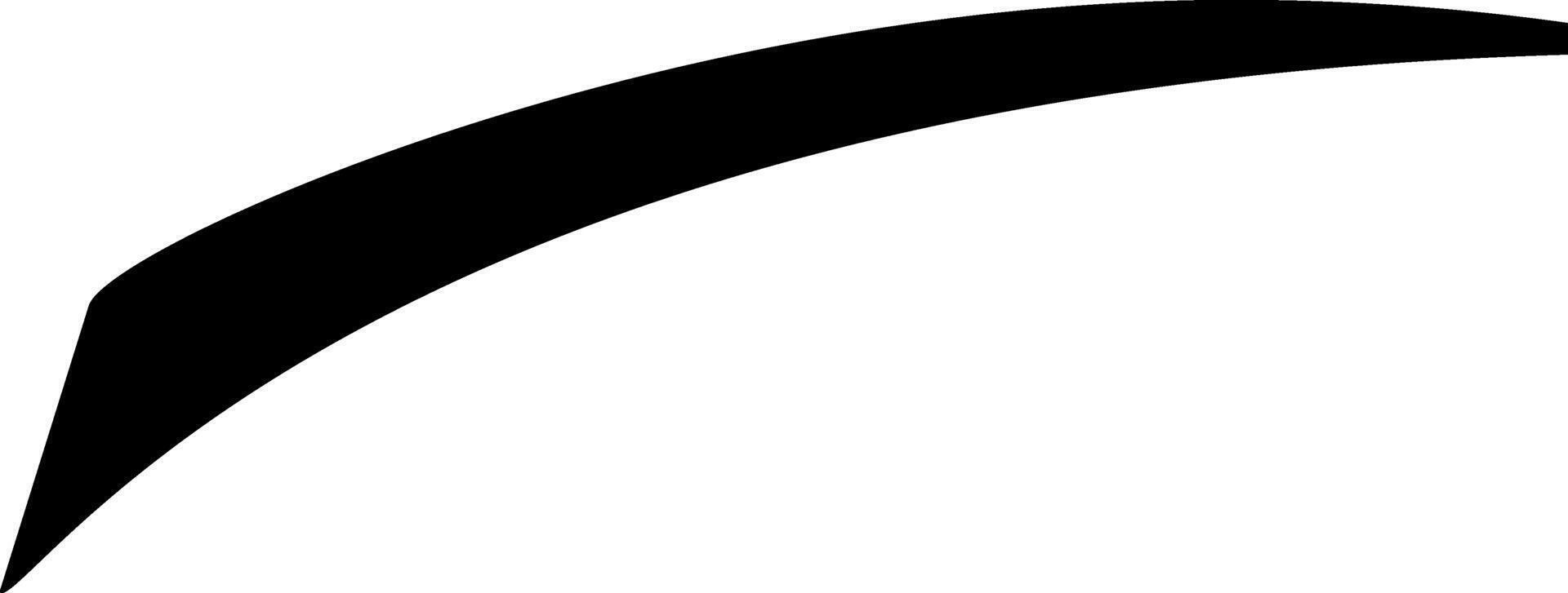 Sleek black curved line points left on white background, exuding simplicity and creativity for design projects with ample customization space vector