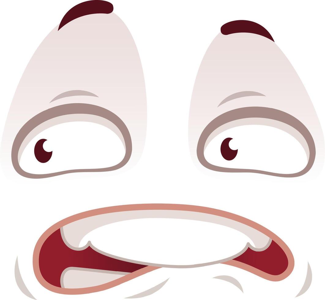 Cartoon styled eyes and mouth are expressing an emotion of fear and panic, suitable for projects related to being afraid vector
