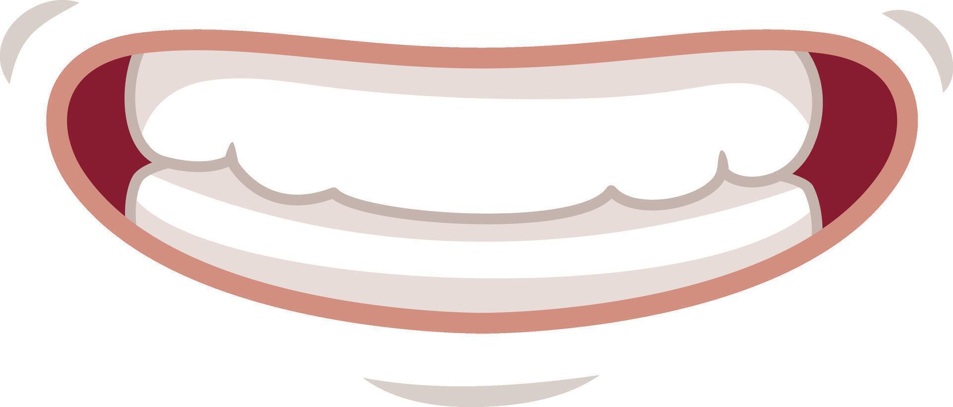 Big, joyful smile with teeth and tongue against a white background radiates happiness and fun, perfect for conveying delight and bliss vector