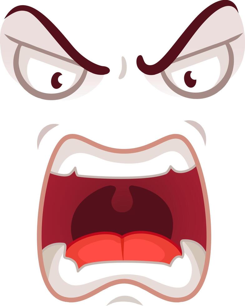 Cartoon character expressing anger, featuring furrowed brows and a wide open mouth, conveying a strong sense of frustration and rage vector