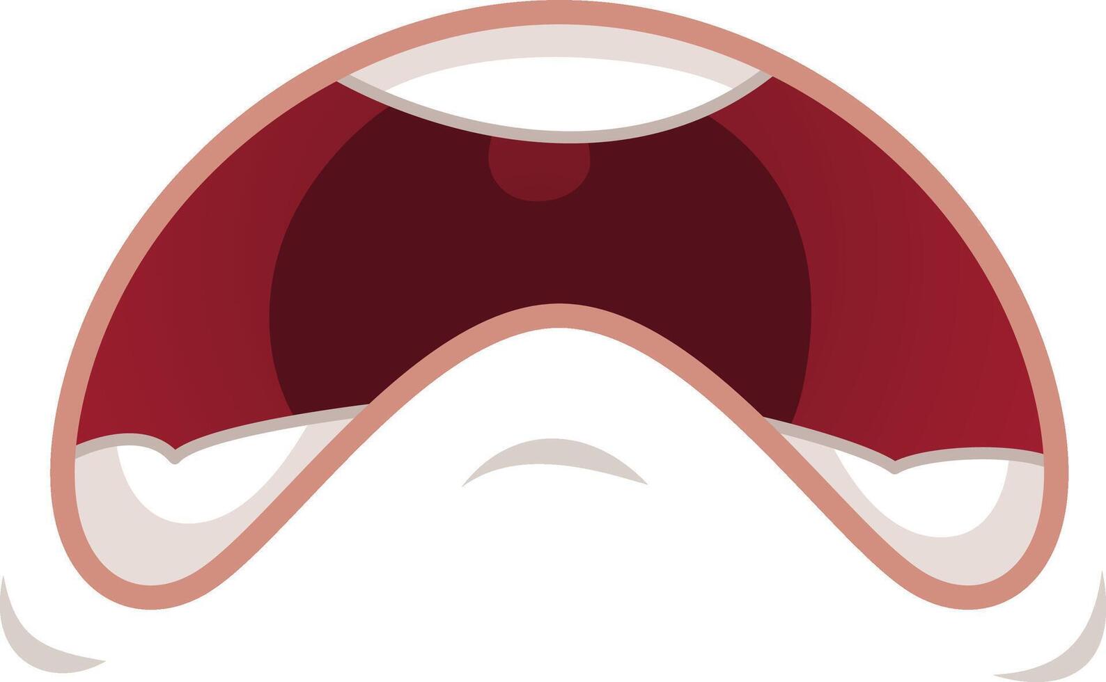 Expressive cartoon mouth yelling in red and white, perfect for conveying emotions like anger, fear, or surprise. Versatile for any design concept, adding a touch of humor and silliness vector