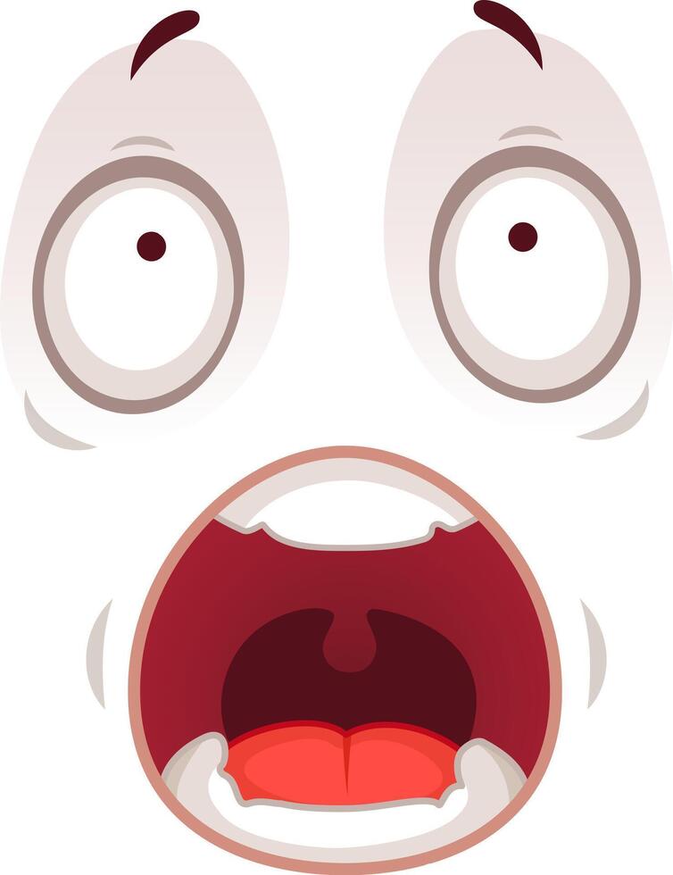Scared cartoon character with wide eyes and open mouth shows fear and panic, adding humor to any project vector
